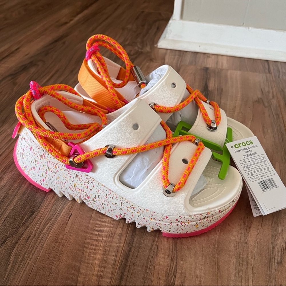 Crocs Kids White and Pink Sandals